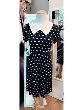 Killstar Holly Heartbreaker Black Dress With White Collar Size Medium